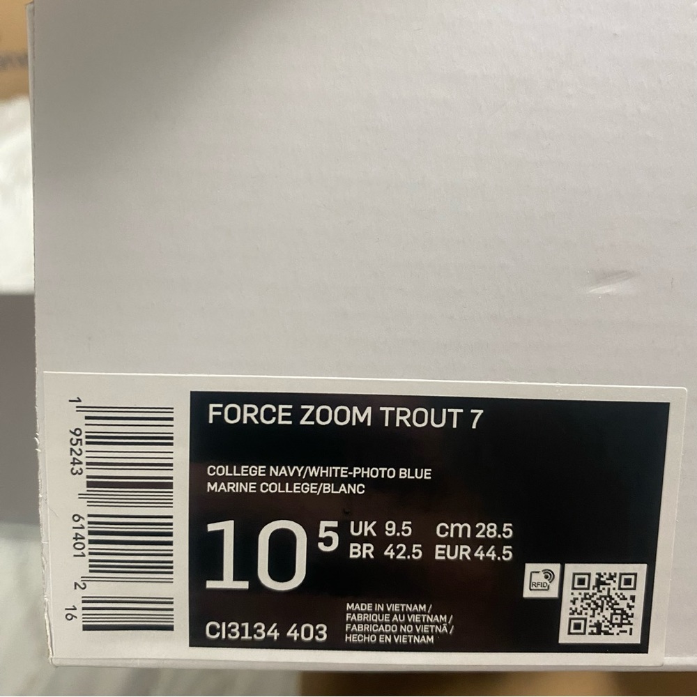Nike Force Zoom Trout 7 Baseball Cleats CI3134-403 Midnight/Navy Men’s Size - Picture 9 of 12